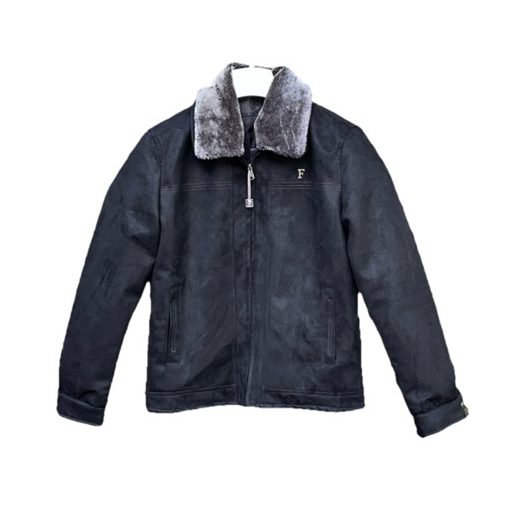 Ferrari Men's Black Faux Fur Collar Jacket